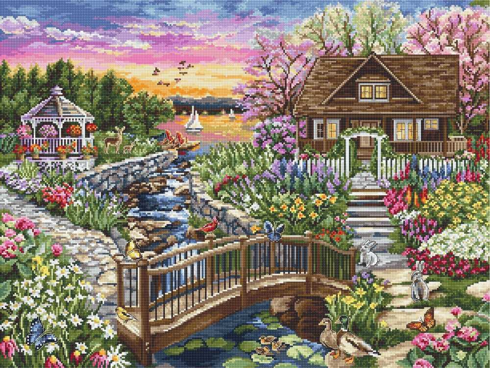 Spring Blooms on the Lake ~Cross Stitch Kit ~ Luca S