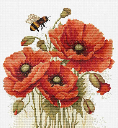 The Slendour of Summer Poppies ~Cross Stitch Kit ~ Luca S