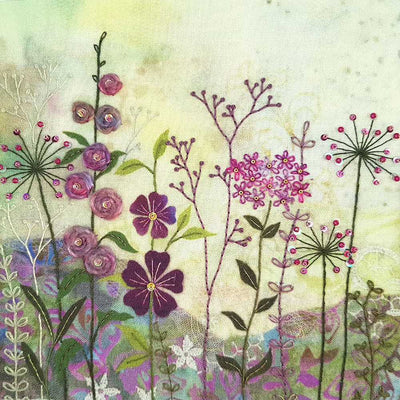 Beaks and Bobbins Purple Garden Textile Art Embroidery  Kit