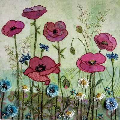 Beaks and Bobbins Poppy Meadow Textile Art Embroidery  Kit
