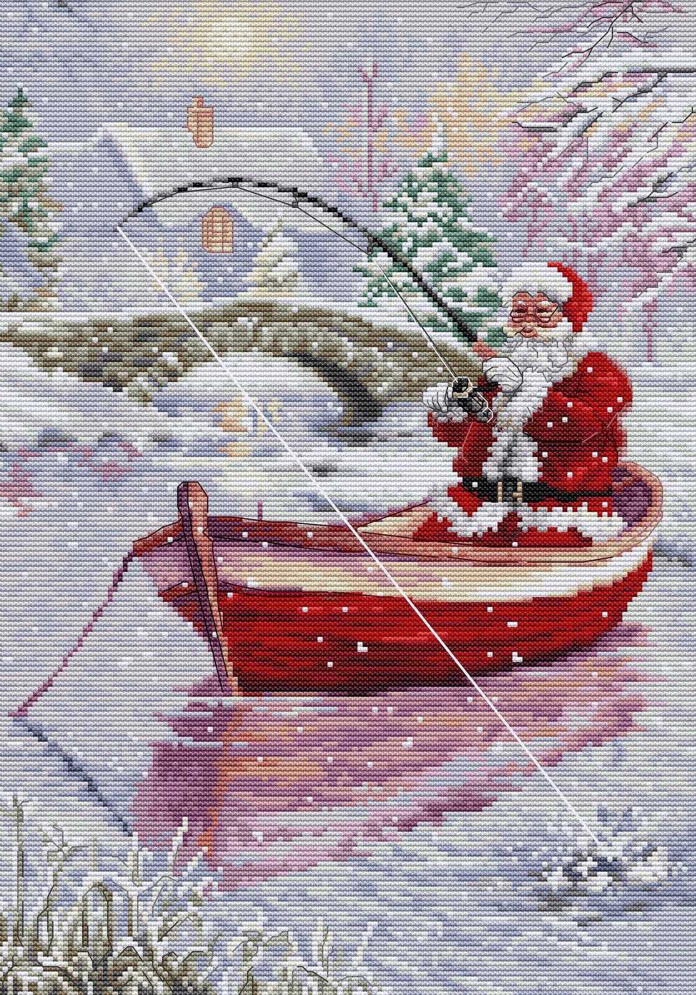 Santa Fishing ~Cross Stitch Kit ~ Luca S