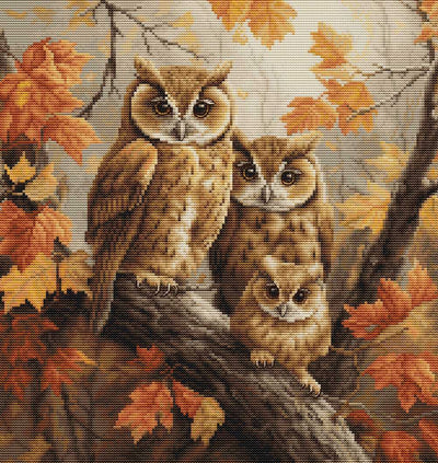 The Owls Family ~ Cross Stitch Kit ~ Luca S