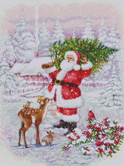 Santa With Tree Cross Stitch Kit ~ Luca S