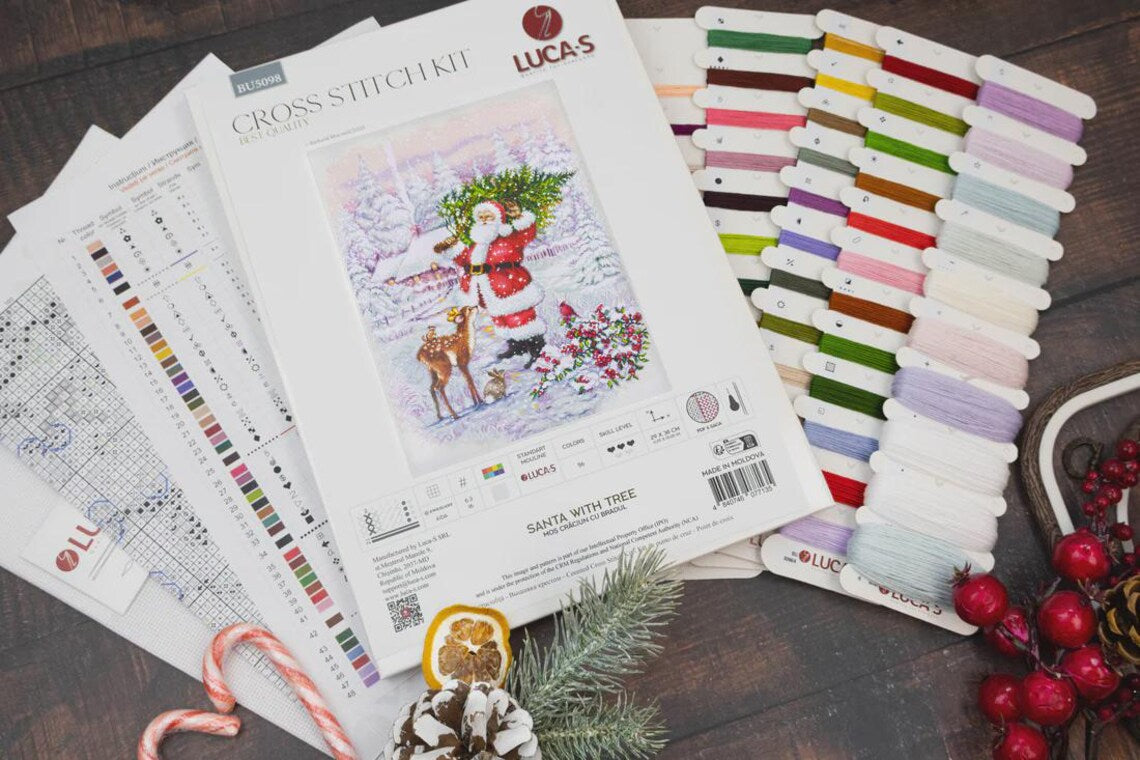Santa With Tree Cross Stitch Kit ~ Luca S