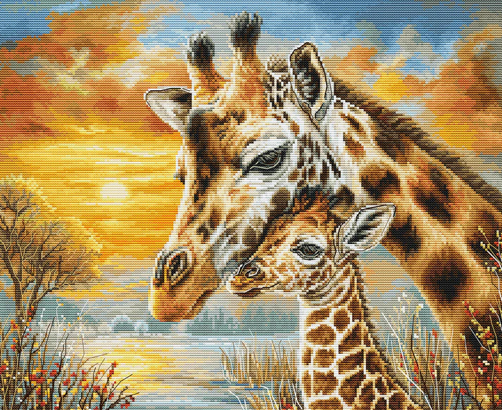 Giraffe Cuddle Cross Stitch Kit ~ Luca S GOLD