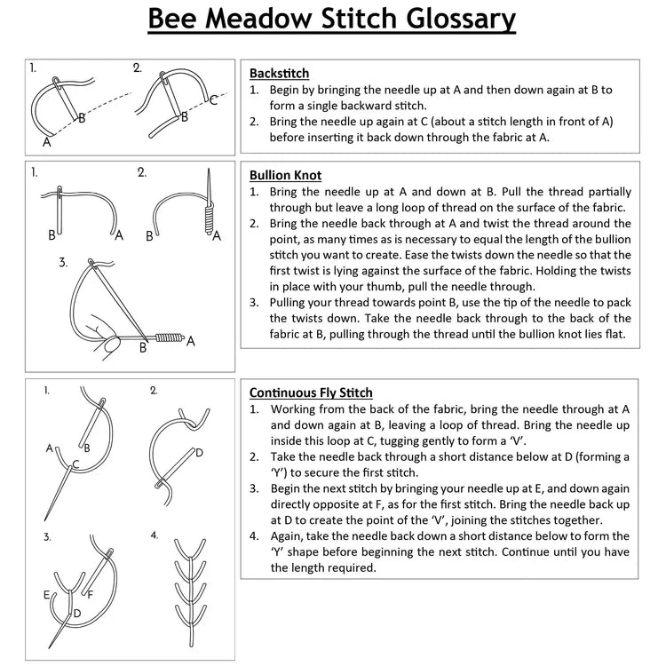 Beaks and Bobbins Bee Meadow Textile Art Embroidery  Kit