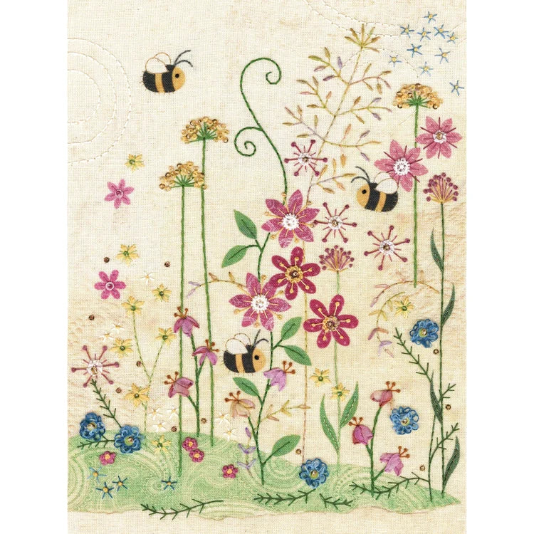 Beaks and Bobbins Bee Meadow Textile Art Embroidery  Kit