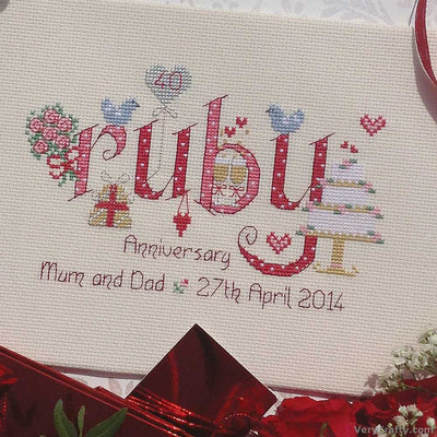 Nia Cross Stitch - Ruby Wedding Anniversary Cross Stitch Kit