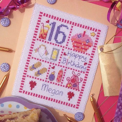 Nia Cross Stitch - Young Female Sampler Birthday Card Cross Stitch Kit