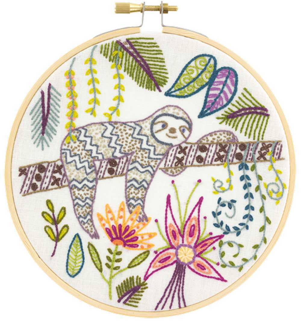 Dede the Tired Sloth  Embroidery Kit ~ Un Chat Dans L'Aiguille