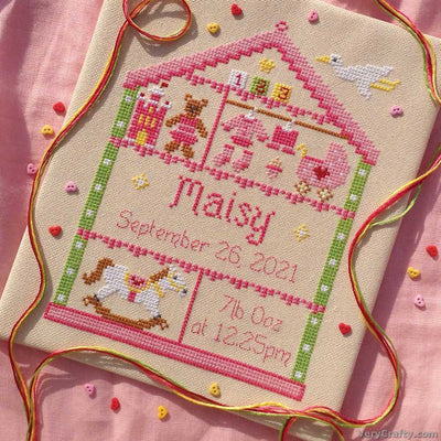 Nia Cross Stitch - Little Girl Nursery Birth Sampler Kit