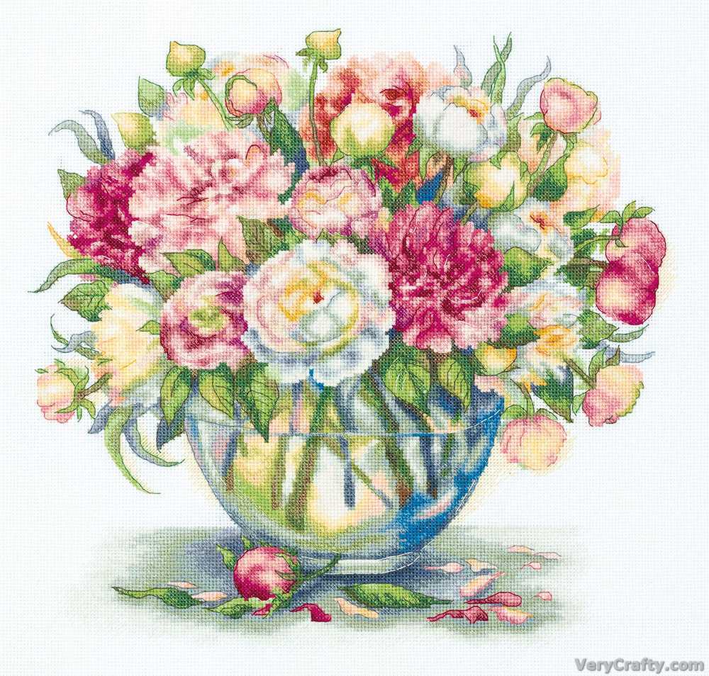 Luxury Peonies Cross Stitch Kit ~ PANNA