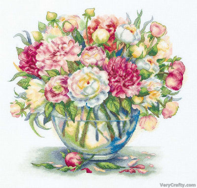 Luxury Peonies Cross Stitch Kit ~ PANNA