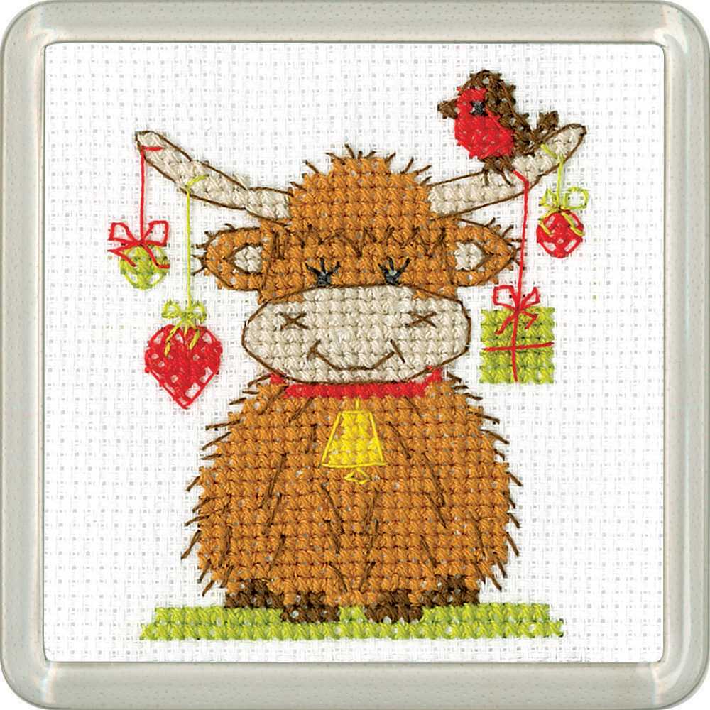 Highland Heart Cross Stitch Coaster Kit Heritage Crafts