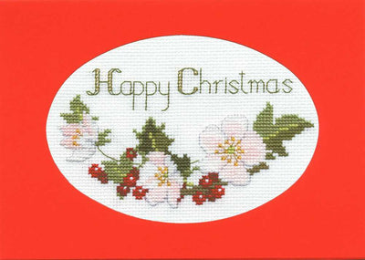 Christmas Card - Christmas Roses Cross Stitch Kit by Derwentwater