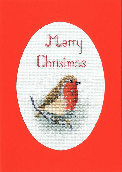 Christmas Card - Snow Robin Cross Stitch Kit by Derwentwater