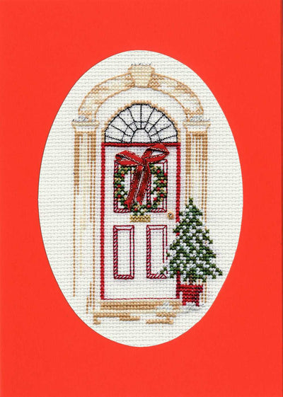 Christmas Card - Christmas Door Cross Stitch Kit by Derwentwater