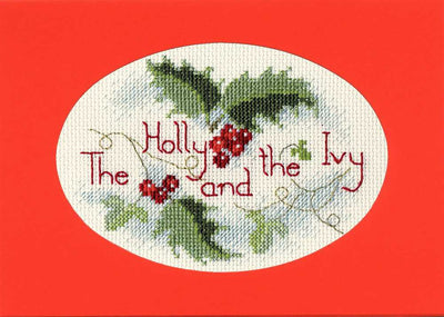 Christmas Card - The Holly And The Ivy Cross Stitch Kit by Derwentwater