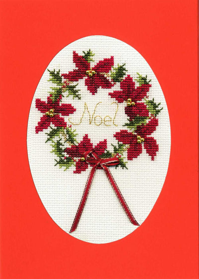 Christmas Card - Wreath Cross Stitch Kit by Derwentwater