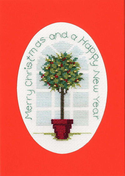 Christmas Card - Holly Tree  Cross Stitch Kit by Derwentwater