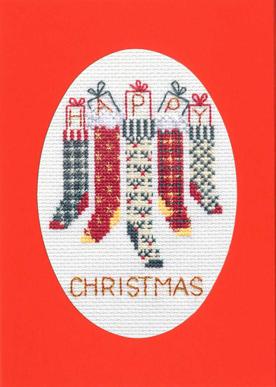 Christmas Card - Christmas Stockings Cross Stitch Kit by Derwentwater