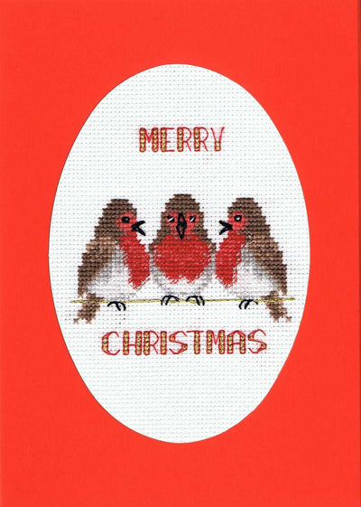 Christmas Card - Robin Trio Cross Stitch Kit by Derwentwater