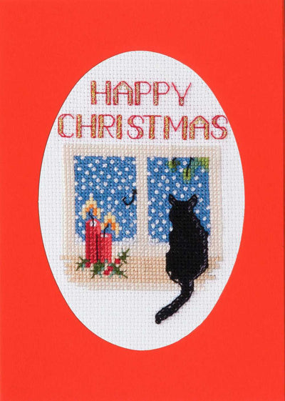 Christmas Card - Christmas Cat Cross Stitch Kit by Derwentwater