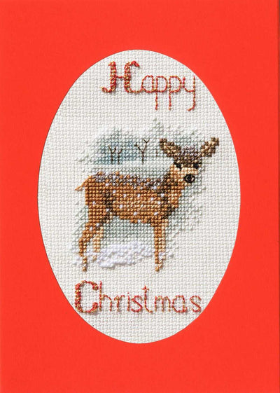 Christmas Card - Deer in a Snowstorm Cross Stitch Kit by Derwentwater
