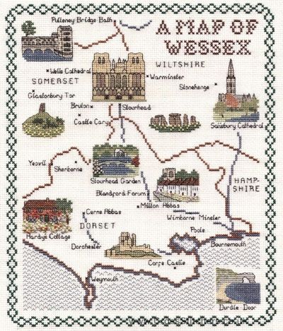 Wessex Map Cross Stitch Kit - Classic Embroidery