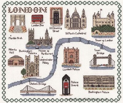 London Map Cross Stitch Kit - Classic Embroidery