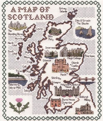 Scotland Map Cross Stitch Kit - Classic Embroidery