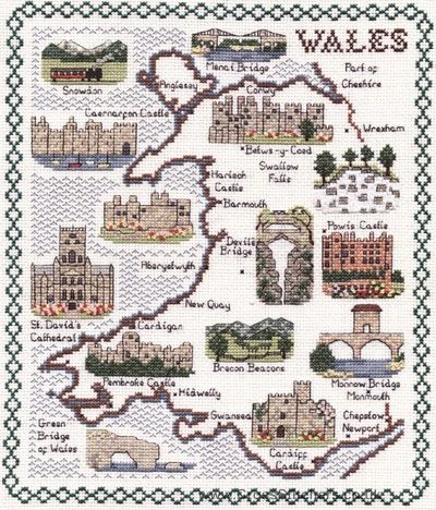 Wales Map Cross Stitch Kit - Classic Embroidery