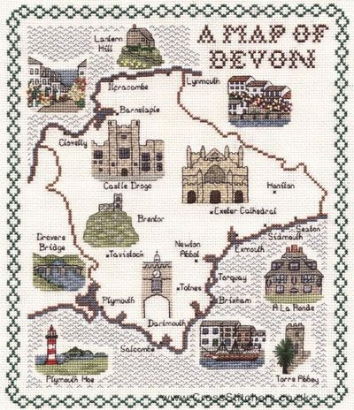 Devon Map Cross Stitch Kit - Classic Embroidery
