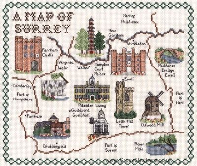 Surrey Map Cross Stitch Kit - Classic Embroidery