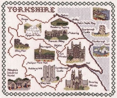 Yorkshire Three Ridings Map Cross Stitch Kit  - Classic Embroidery