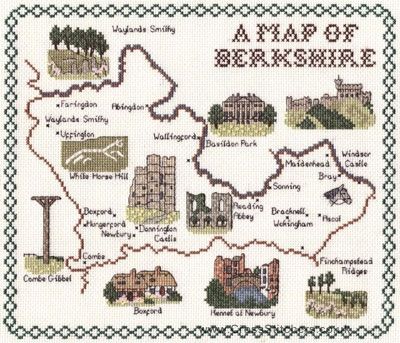 Berkshire Map Cross Stitch Kit  - Classic Embroidery