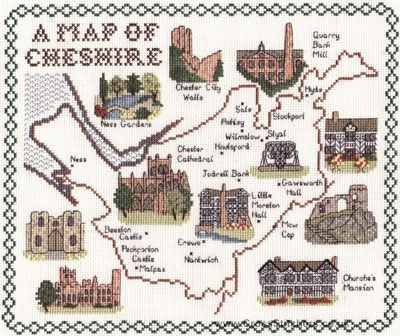 Cheshire Map Cross Stitch Kit  - Classic Embroidery