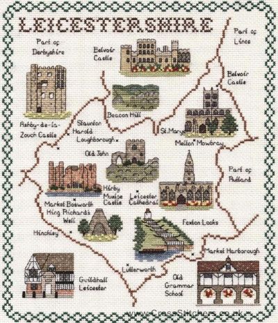 Leicestershire Map Cross Stitch Kit  - Classic Embroidery