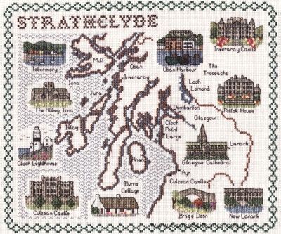 Strathclyde Map Cross Stitch Kit  - Classic Embroidery