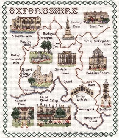 Oxfordshire Map Cross Stitch Kit - Classic Embroidery
