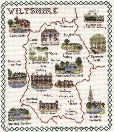 Wiltshire Map Cross Stitch Kit - Classic Embroidery