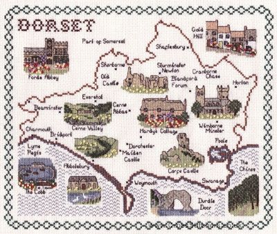 Dorset Map Cross Stitch Kit - Classic Embroidery