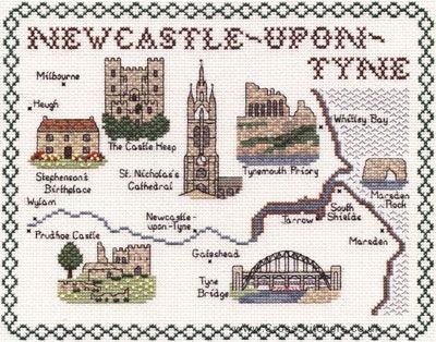 Newcastle-upon-Tyne Map Cross Stitch Kit - Classic Embroidery