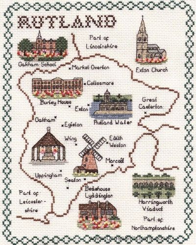 Rutland Map Cross Stitch Kit - Classic Embroidery