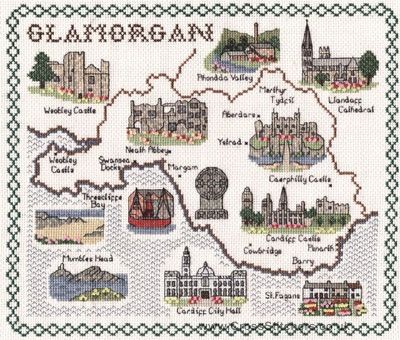 Glamorgan Map Cross Stitch Kit - Classic Embroidery