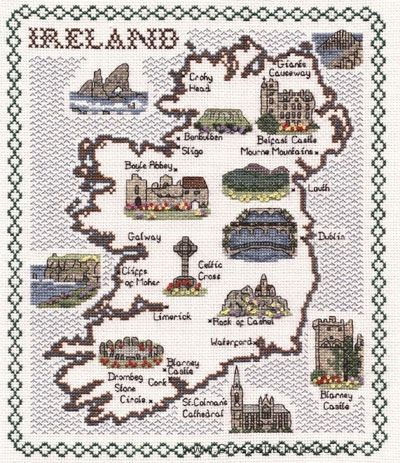 Ireland Map Cross Stitch Kit - Classic Embroidery