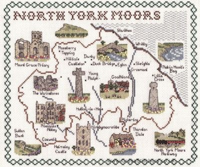 North York Moors Map Cross Stitch Kit - Classic Embroidery