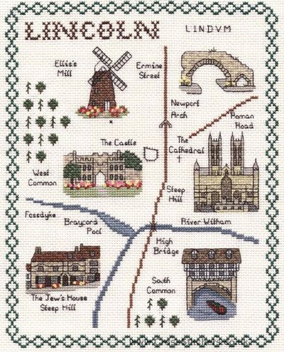 Lincoln City Map Cross Stitch Kit - Classic Embroidery