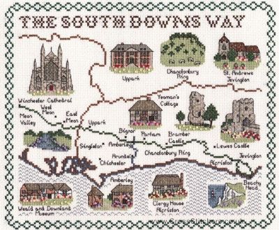 South Downs Way Map Cross Stitch Kit - Classic Embroidery