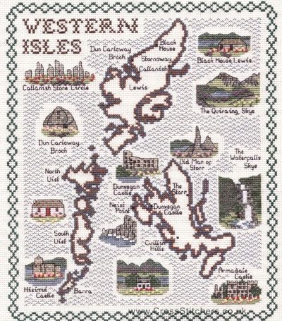 Western Isles Map Cross Stitch Kit - Classic Embroidery